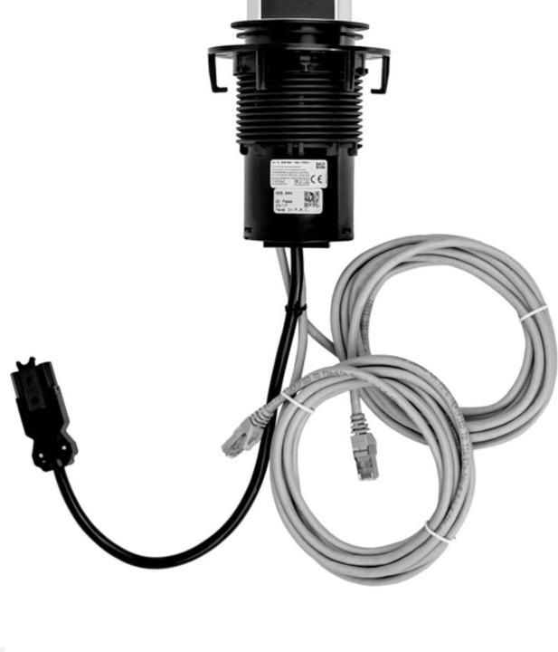 Actual product image Bachmann ELEVATOR power strip 1x Schuko 2x LAN chrome matt (2 x, CEE 7/3, RJ45, 0.50 m)