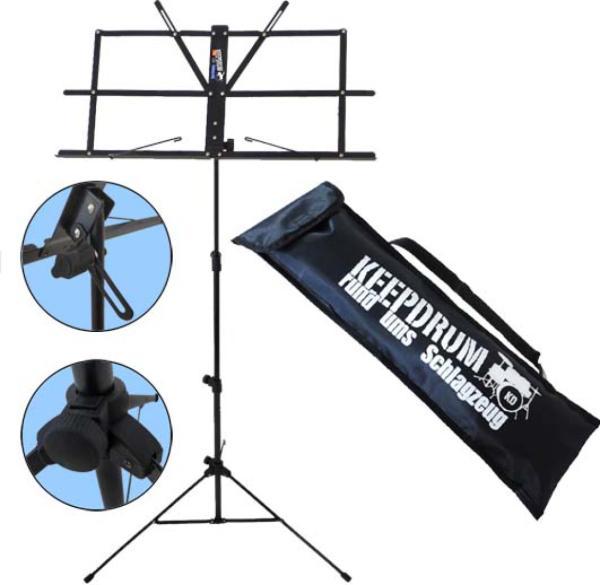 Produktbild keepdrum MUS2BK Notenständer Schwarz mit Tasche