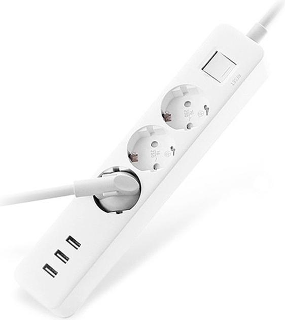 Actual product image Xiaomi Power strip MI NRB4030GL (3 × socket, 16 A, 1.4 m, white color) (3 x, CEE 7/16, 1.40 m)