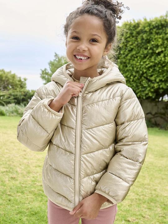 Produktbild Vertbaudet Glänzende Mädchen Light-Steppjacke mit Kapuze, Recycling-Polyester (128)