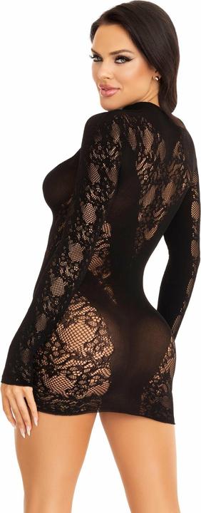 Actual product image Leg Avenue Mini Dress With Lace Long Sleeve Red (One size)