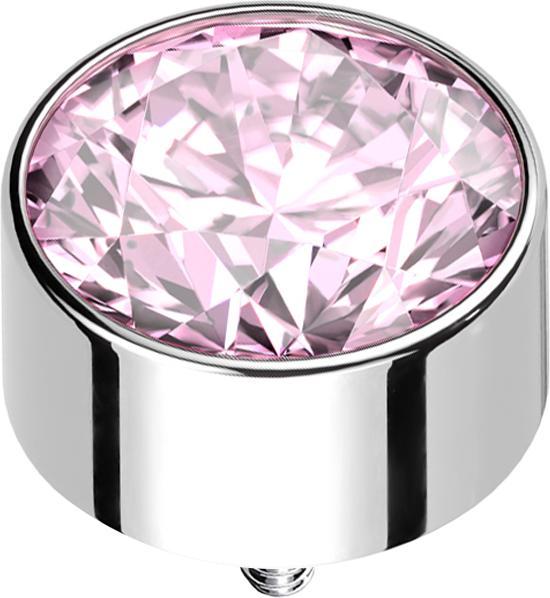 Image du produit Star Piercing Dermal Anchor cylindre haut argent avec cristal rose (sans laiton, Titane G23)