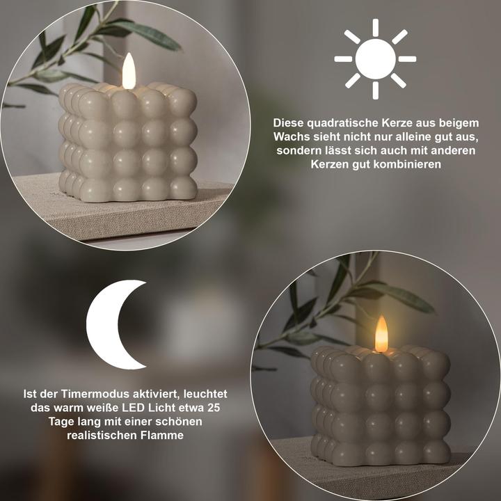 Immagine prodotto Star Trading Candela a bolle di | Candele LED con funzione timer | Candele a LED con fiamma tremolan (2 x)