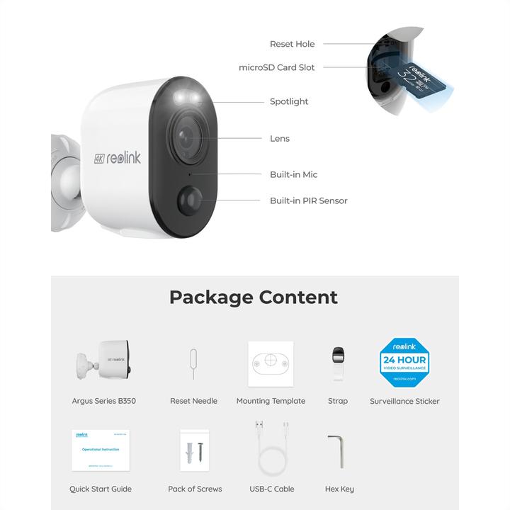 Actual product image Reolink Argus Series B350 (3840 x 2160 pixels)