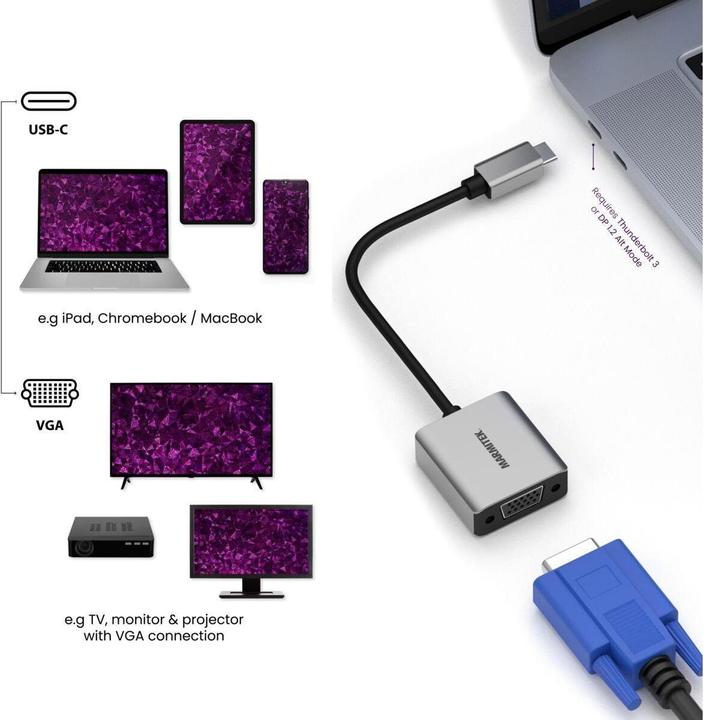 Actual product image Marmitek Adapter Connect USB-C > VGA (USB-C, VGA, 15 cm)