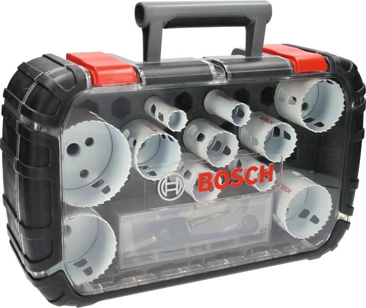 Produktbild Bosch Professional Zubehör 14-teiliges Universal-Set, 2 Lochsägen Progressor for Wood&Metal (20 mm, 22 mm, 25 mm, 32 mm, 35 mm, 40 mm, 44 mm, 76 mm, 60 mm, 68 mm, 51 mm)