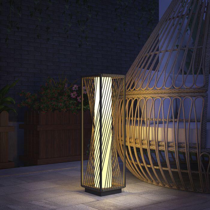 Actual product image Swisshandel24 Stehlampe Rattan mit Lichtsensor Solarlampen Boho-Stil IP44 (15 lm, IP44)