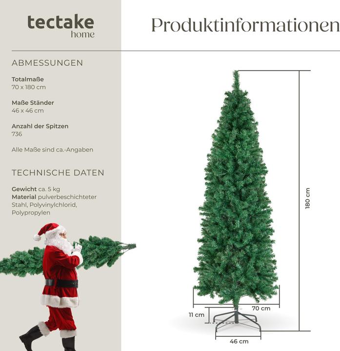 Actual product image tectake Christmas Tree Comet - artificial in green, with dense needles (180 cm)