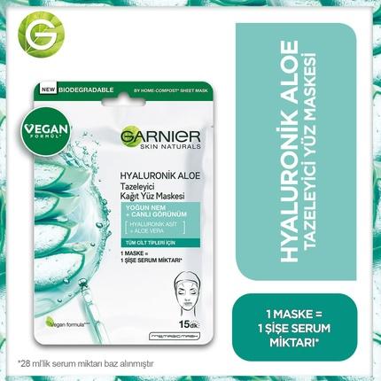 Produktbild Garnier Hyaluronic Aloe Serum Tissue Mask - Textile face mask with aloe vera 28.0g (L) (28 ml)