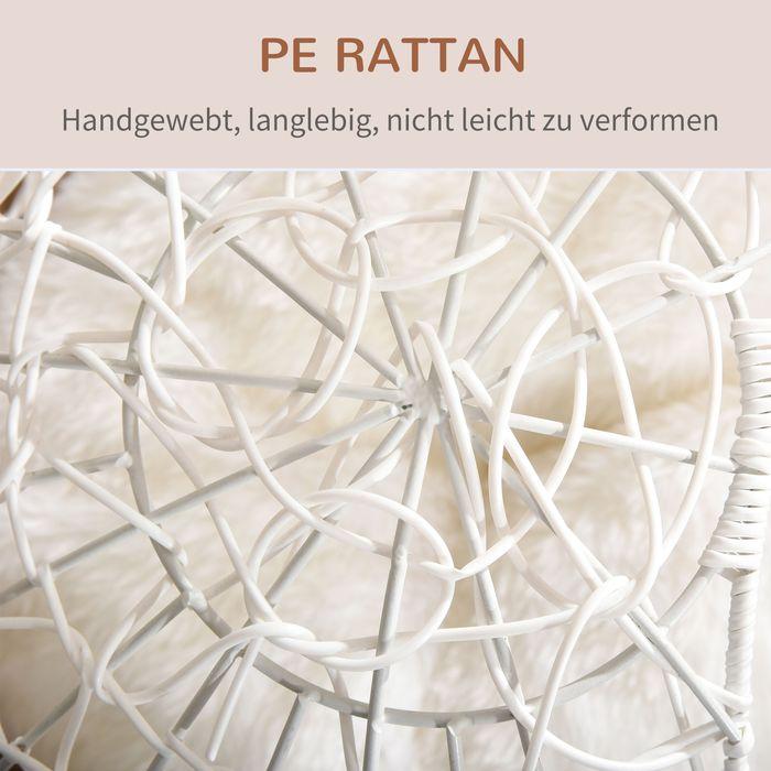 Produktbild Swisshandel24 Rattan Katzenkorb Katzenhöhle Katzenhütte Katzenbett mit Kissen erhöhtes Design Haustierbett Cremewe (Katze)