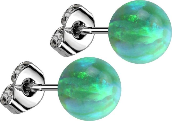 Image du produit Star Piercing Boucles d'oreilles avec boule opale verte (sans laiton, Acier chirurgical 316L)
