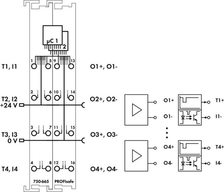 Produktbild Wago 4-Kanal-Digitaleingangs- und -ausgangsklemme PROFIsafe 750-665/000-001 24 V/DC Inhalt: 1 St. (