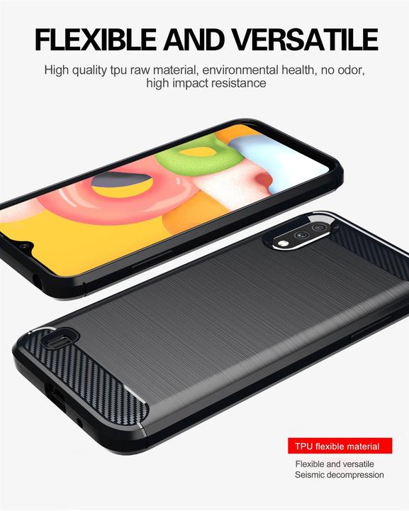Produktbild Cadorabo TPU Ultra Slim carbon edelstahl Kombi Cover (Samsung Galaxy A01)
