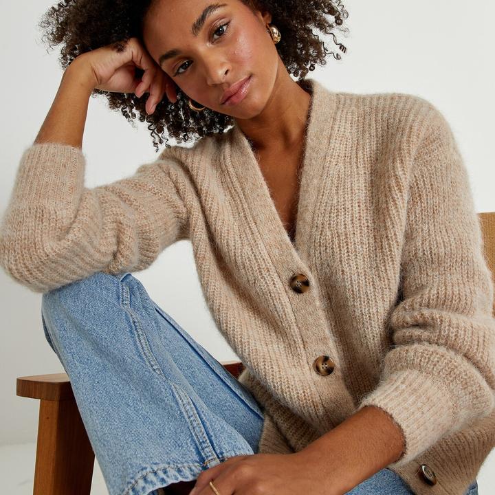 Produktbild La Redoute Collections Geknöpfte Strickjacke mit V-Ausschnitt (S)
