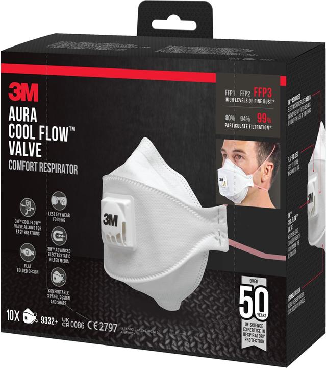 Actual product image 3M Aura Particle Mask 9332PRO10 (FFP3, 10 x)