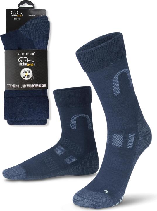 Image du produit Normani 2 paires de chaussettes en laine mérinos Chaussettes de randonnée et de trekking (lot de 2, 39 - 42)