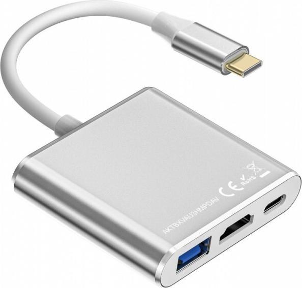 Produktbild Lenovo Adapter HUB USB C 3w1 - HDMI, USB, PD srebrny (USB-C, 3 Ports)