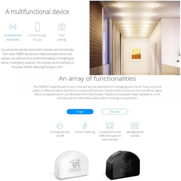 Productafbeelding Fibaro Relais inbouw-inzetstuk 2 schakelaars (Schakelaandrijving)