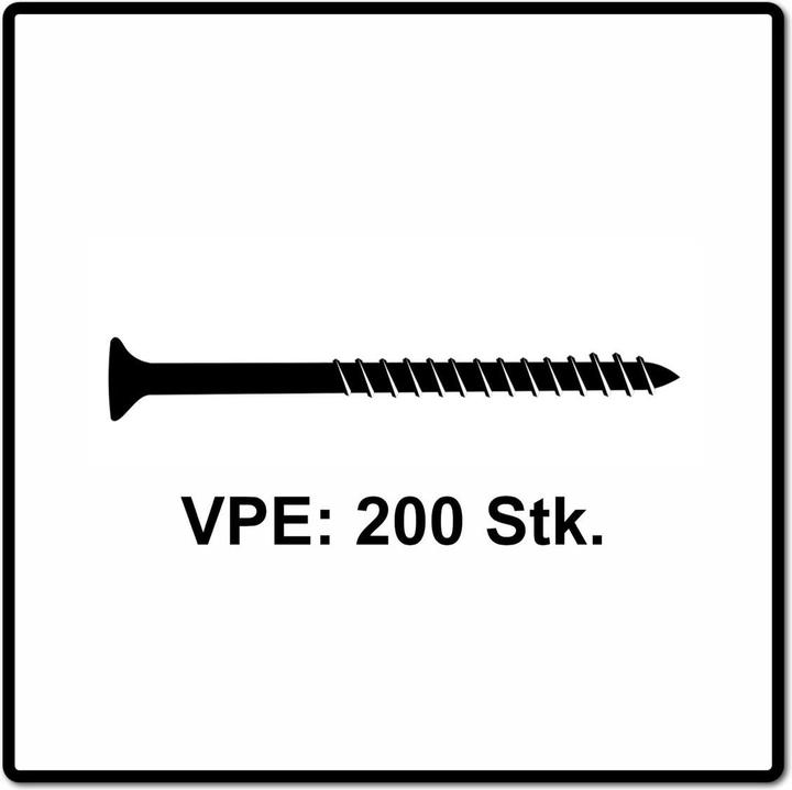Immagine prodotto Fischer Power-Fast II FPF II Vite truciolare 5.0x100 mm 200 pezzi ( 670365 ) Testa svasata con Torx T (200 Viti per pezzo)