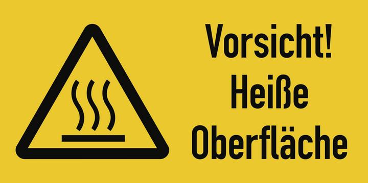 Actual product image Moravia Warning sign Caution! Hot surface Foil, 105x52 mm