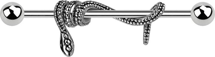 Actual product image Star Piercing Barbell silber mit zwei Kugeln silber Schlange eingewickelt silber (without brass, Surgical steel 316L)