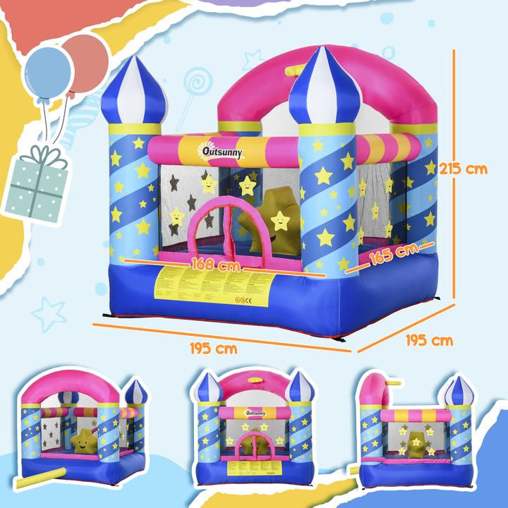 Produktbild Outsunny Kinderhüpfburg im Schloss- und Sternen Design
