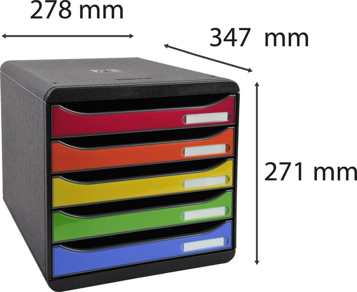 Image du produit Exacompta Boîte à tiroirs BIG-BOX PLUS, format A4+, 5 tiroirs semi-ouverts avec butée de sortie, poignée (A4)