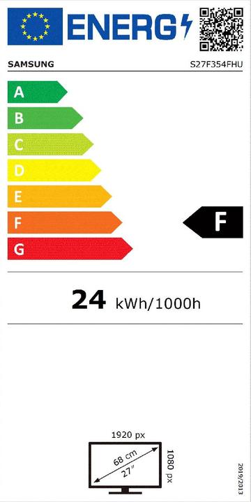 Label énergétique Samsung S27F354FHU (1920 x 1080 pixels, 27")