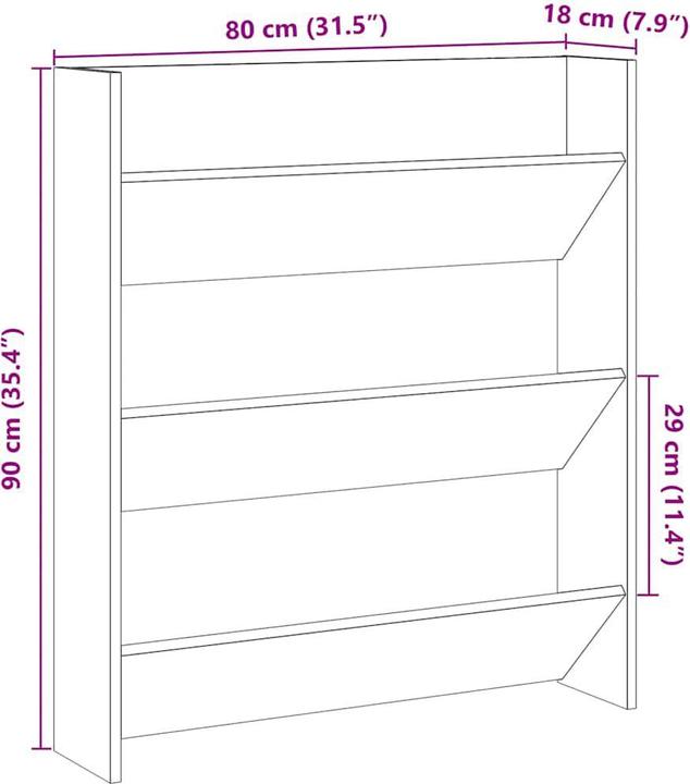 Image du produit VidaXL Wand-Schuhregal Artisan-Eiche 80x18x90 cm Holzwerkstoff (80 x 18 x 90 cm)