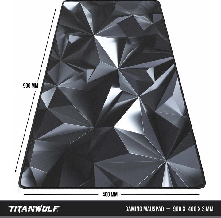 Image du produit Titanwolf Tapis de souris de jeu, 900 x 400mm Tapis de souris XXL, améliore la précision et la vitesse, Black (XXL)