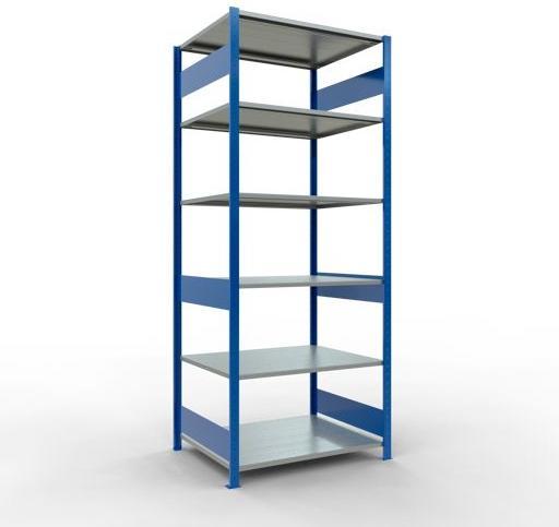 Sistema di scaffalature di base senza viti MULTIplus150 con ripiani di lunghezza