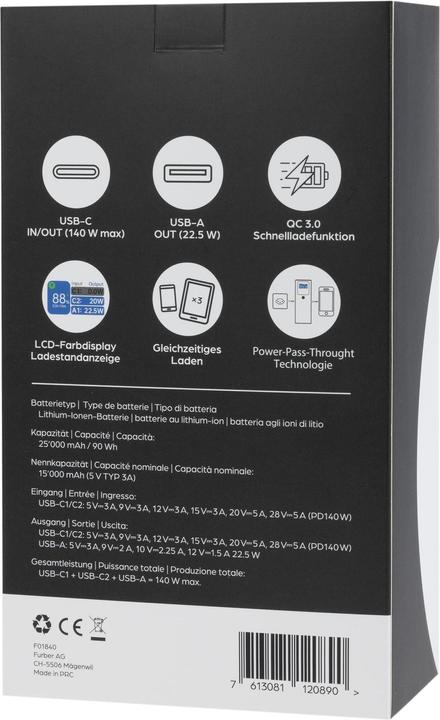 Actual product image Onit Powerbank Pro Block 25000 mAh PD (25000 mAh, 140 W, 90 Wh)