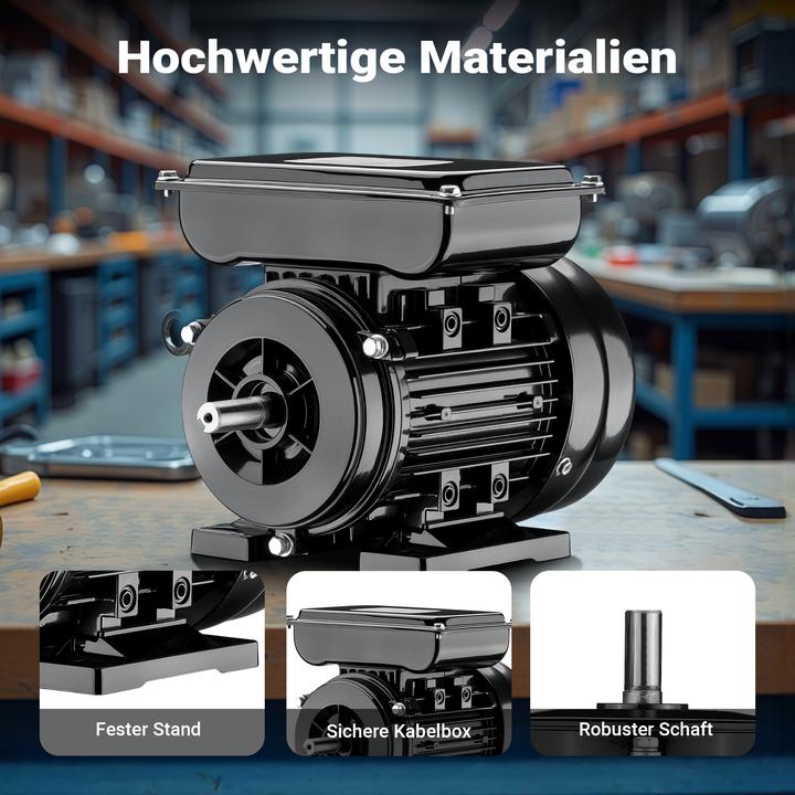Actual product image Wiltec Elektromotor 1-phasig 4-polig Elektro Motor 0,75kW Einphasenmotor Motor