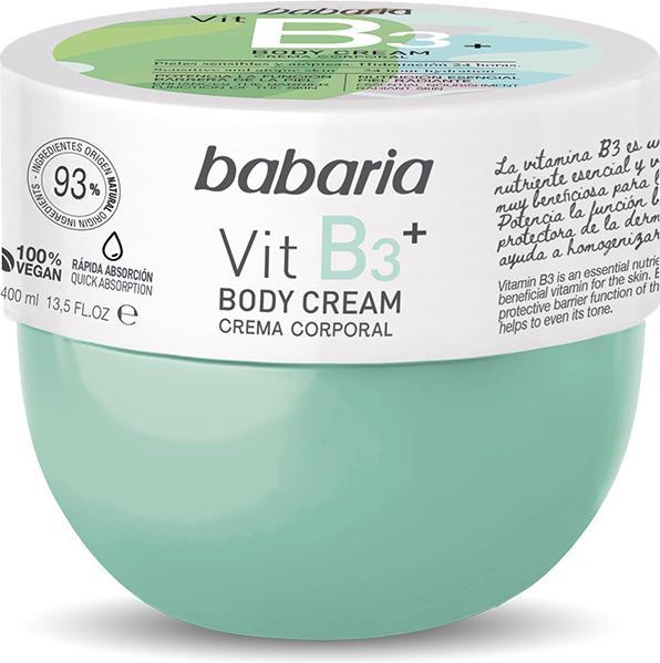 Babaria Crème pour le corps VITAMIN B3+ 100% végétalienne 400 ml (Crème pour le corps, 400 ml)