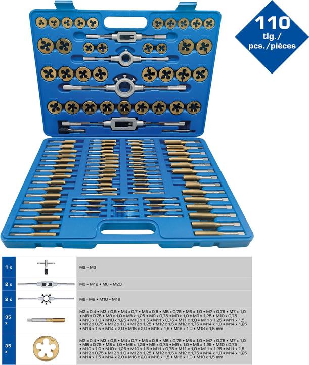 Actual product image KS Tools TiN Tapping Tool Set 110-piece