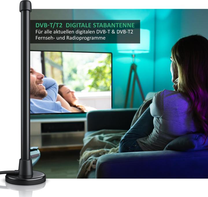 Produktbild Aplic DVB-T2 digitale Antenne, Stabantenne mit Magnetfuss, 6 dBi, hohe Empfangsleistung, DVB T2 Empfänger (Stabantenne, 6 dB, DVB-T / -T2)