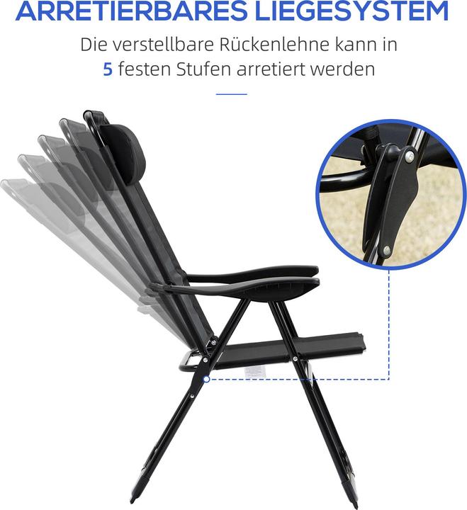 Image du produit Outsunny Kit chaise pliante avec coussin de nuque et dossier réglable