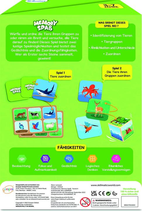 Actual product image Skillmatics Animal Kingdom Memory Fun, d (German)
