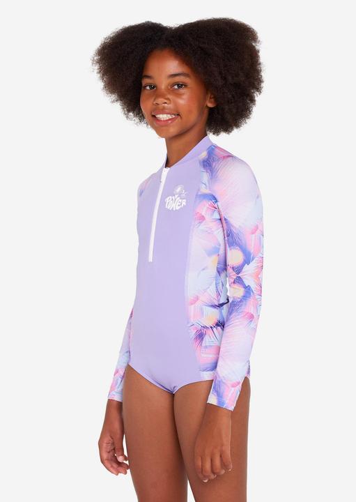 Produktbild Olaian Badeanzug langarm Surfen Mädchen Frontreissverschluss Lucy 500 violett (12, 13, 14)