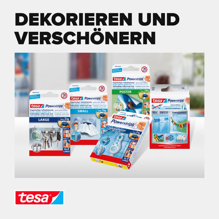 Produktbild tesa Powerstrips LARGE, 2kg Halteleistung, 10x doppelseitige Klebestreifen
