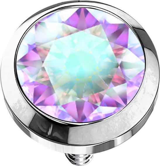 Produktbild Star Piercing Dermal Anchor silber mit Kristall multicolor (Chirurgenstahl 316L)