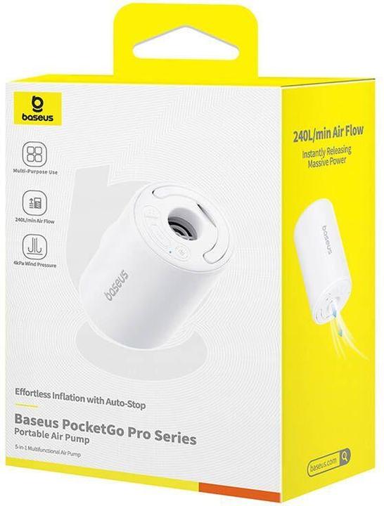 Actual product image Baseus PocketGo Pro Series Portable Air Pump Stellar White (Built-in display, Built-in microphone, Rechargeable battery)