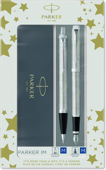 Produktbild Parker Pen IM Brushed Metal C.C. DuoSet inkl. Geschenkbox (Schwarz, Silber, 2 x)