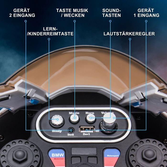 Produktbild Swisshandel24 Kinderelektro-Motorrad 6V Dreirad, 3 Musikmodi 2,5km/h ab 18 Monaten PP Metall Rot (6 V)