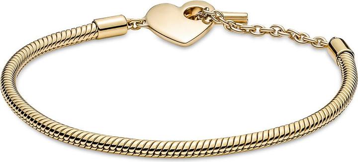 Image du produit Pandora 14k Gold Moments Coeur T-fermoir bracelet à maillons serpents (17 cm, Plaqué or, Métal)