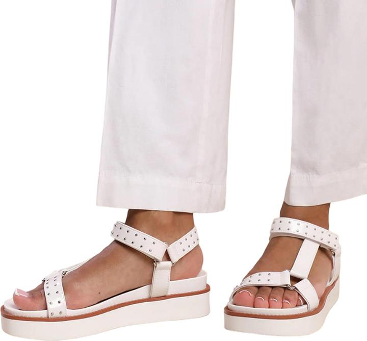 Actual product image Where's That From Womens/Ladies Hawaii Studded Patent Leather Multi Strap Wide Sandals (40)