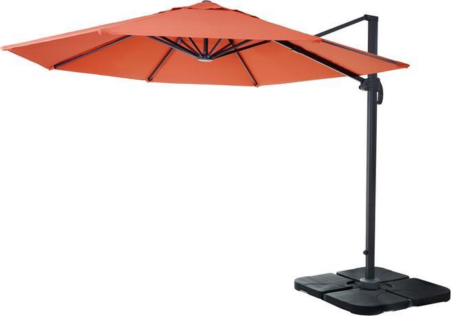 Actual product image Swisshandel24 Gastronomy traffic light umbrella, parasol, round Ø 3m polyester aluminium/steel 23kg, terracotta (3 m)