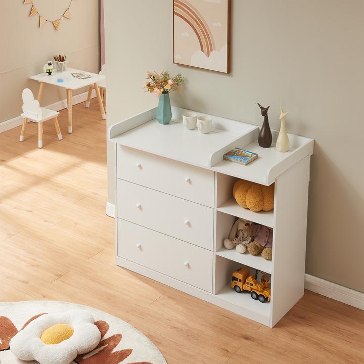 Produktbild En.Casa Wickelkommode Beldinupp mit Wickelauflage 93x110x55 cm Weiss