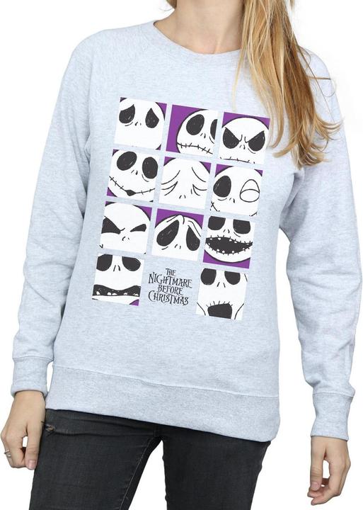 Actual product image Disney Womens/Ladies Nightmare Before Christmas Many Faces Of Jack Squares Sweatshirt (XL)