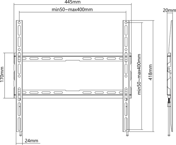 Produktbild Manhattan Ultraflache TV-Wandhalterung, starr (Wand, 70", 45 kg)